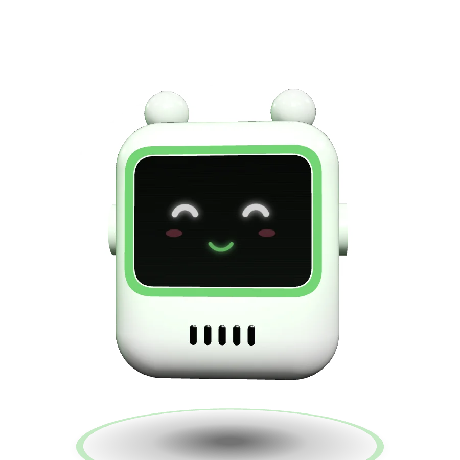 CONTA Bot: robot trợ lý AI màu trắng, màn hình mặt cười viền xanh