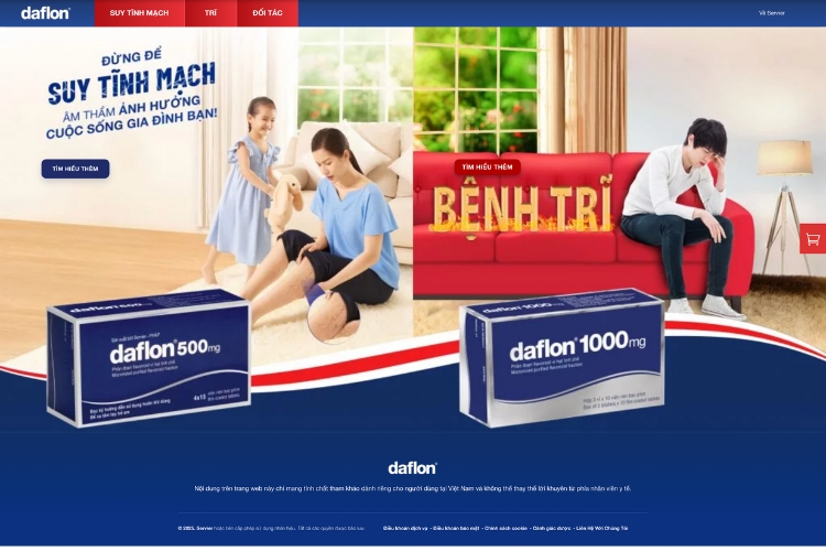 Website chính thức của DAFLON 1000 từ Servier