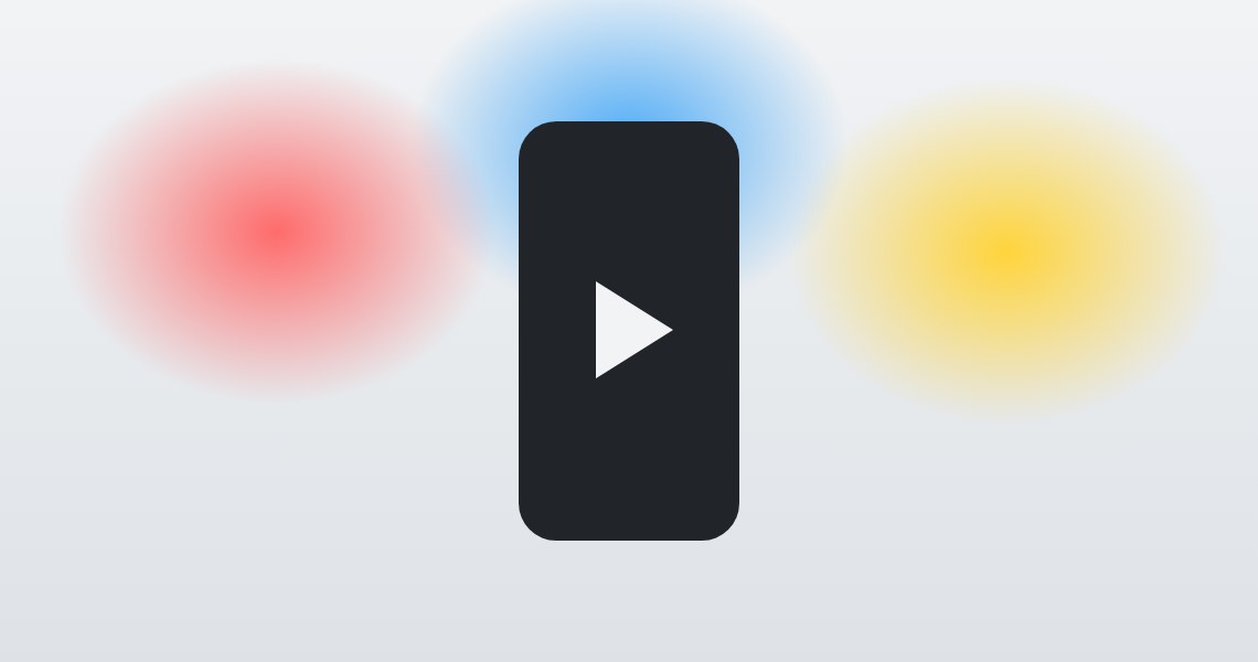 Minh họa điện thoại phát video trên nền mảng màu mờ, phong cách CONTA
