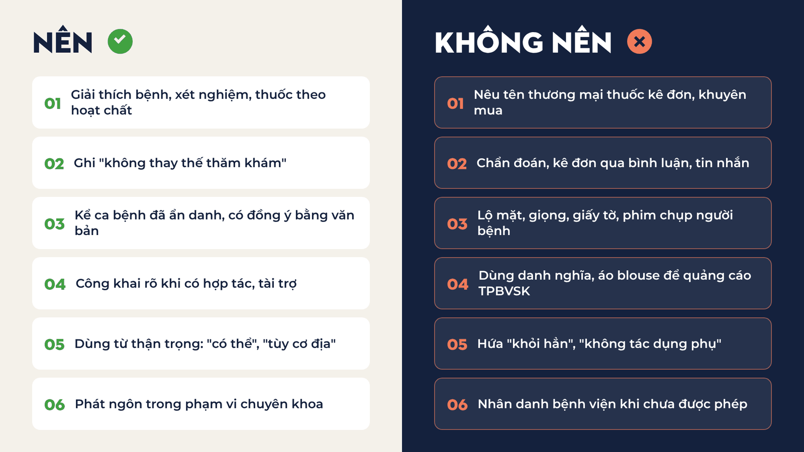 Bảng nên và không nên khi bác sĩ, dược sĩ làm nội dung trên mạng xã hội